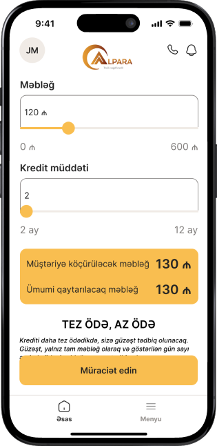 Məbləğ və ayı seçin